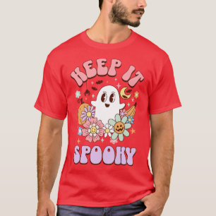 Keep it Spooky Kawaii Ghost Halloween Preppy Aesth T-Shirt