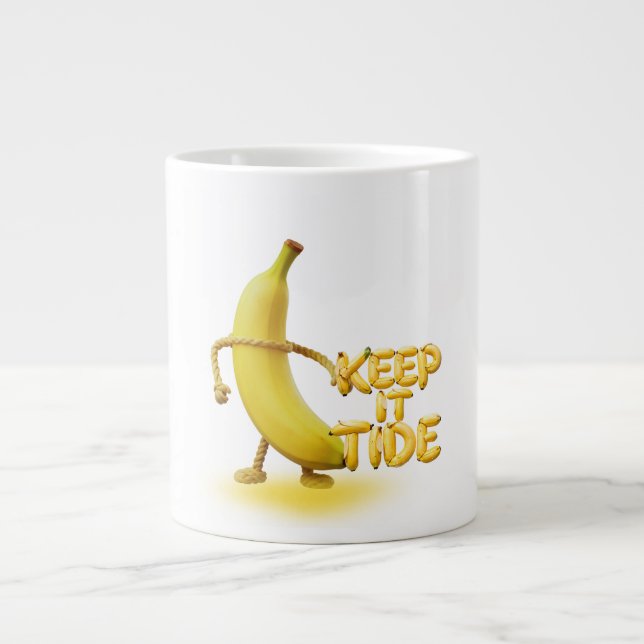 Keep It Tide – Funny Banana Typography Minimalist  Large Coffee Mug (Front)