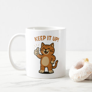 Keep It Up! Motivational Encouragement Retro Cat  Coffee Mug