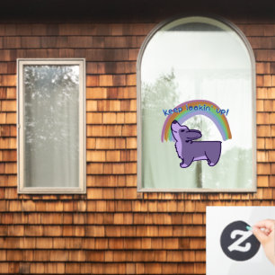 "Keep Lookin' Up!" Cute Corgi Rainbow Window Cling