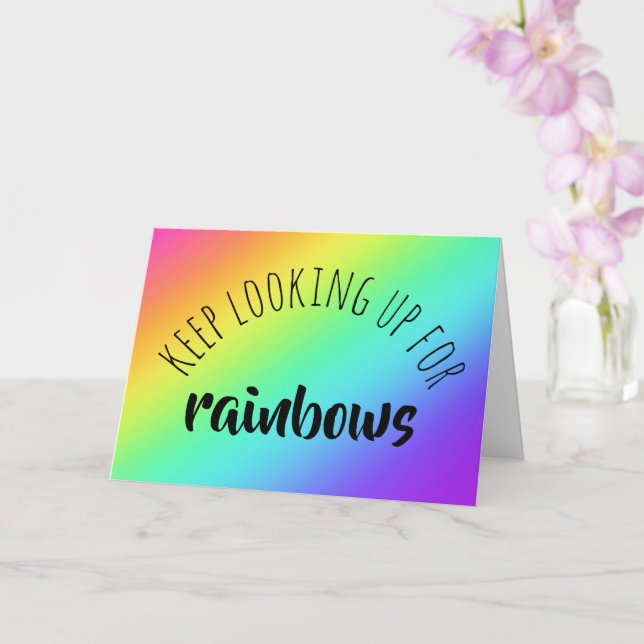 Keep Looking Up for Rainbows Greeting Card (Orchid)