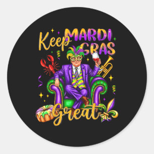 Keep Mardi Gras Great Carnival Outfit Funny Trump  Classic Round Sticker