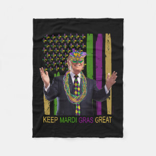 Keep Mardi Gras Great Funny Trump Mardi Gras 2020 Fleece Blanket