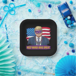 Keep Mardi Gras Great Funny Trump Mardi Gras 2025 Paper Plate
