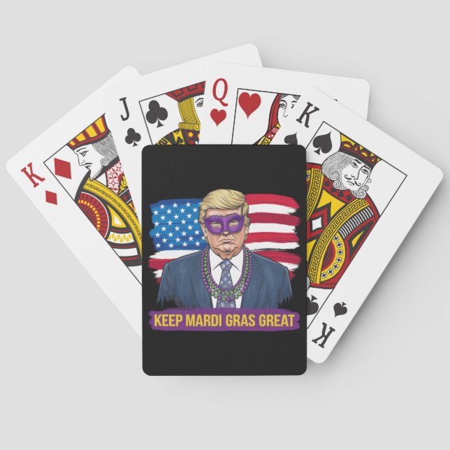 Keep Mardi Gras Great Funny Trump Mardi Gras 2025 Playing Cards (Back)