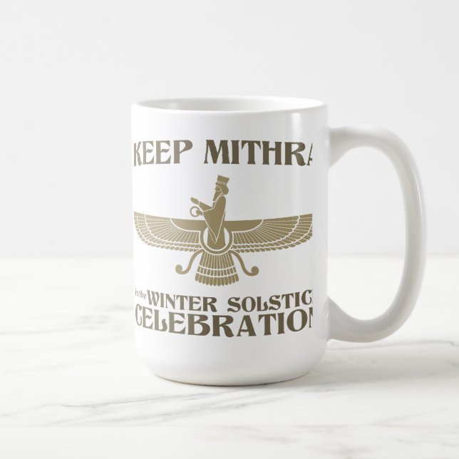 Keep Mithra in the Winter Solstice Celebration Coffee Mug (Right)