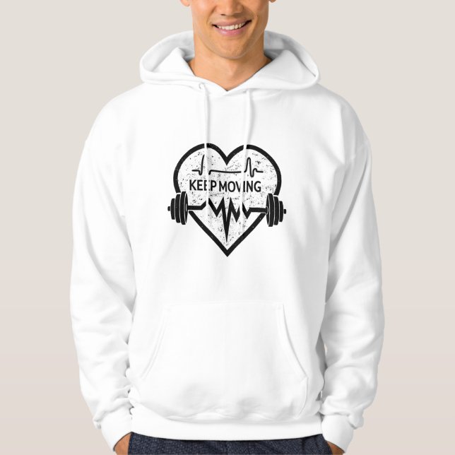 Keep Moving Black Heart Hoodie – Minimal (Front)