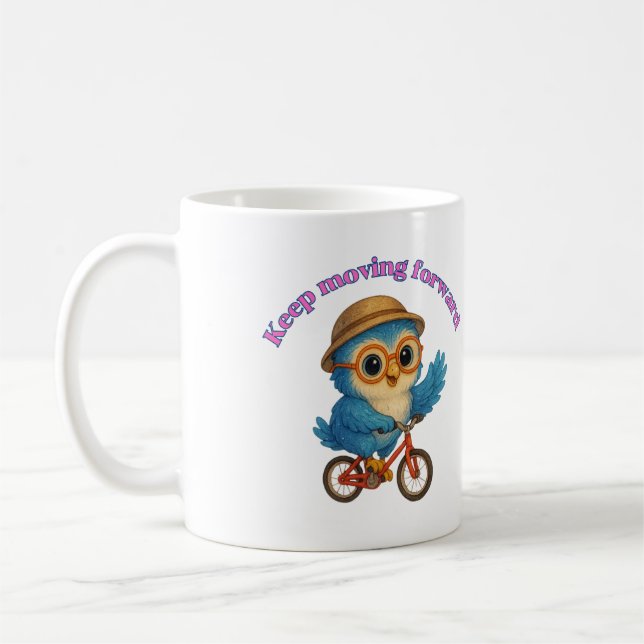 Keep Moving Forward – Motivational Owl Design Coffee Mug (Left)