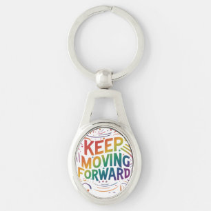 Keep Moving Forward Oval Keychain
