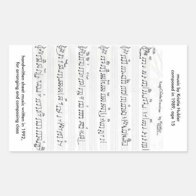 Keep of the Promise Handwritten Sheet Music Rectangular Sticker (Front)