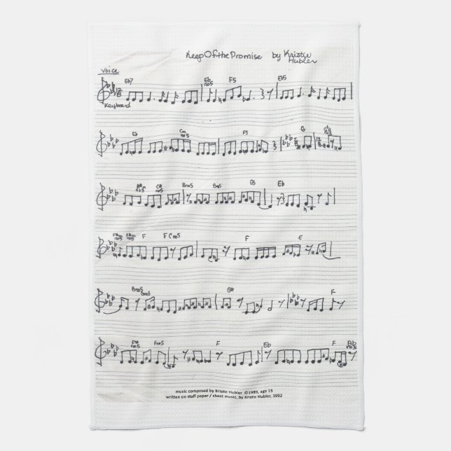 Keep of the Promise Sheet Music kitchen towel (Vertical)