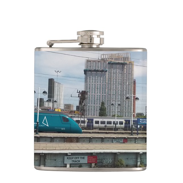 Keep off the track hip flask (Front)