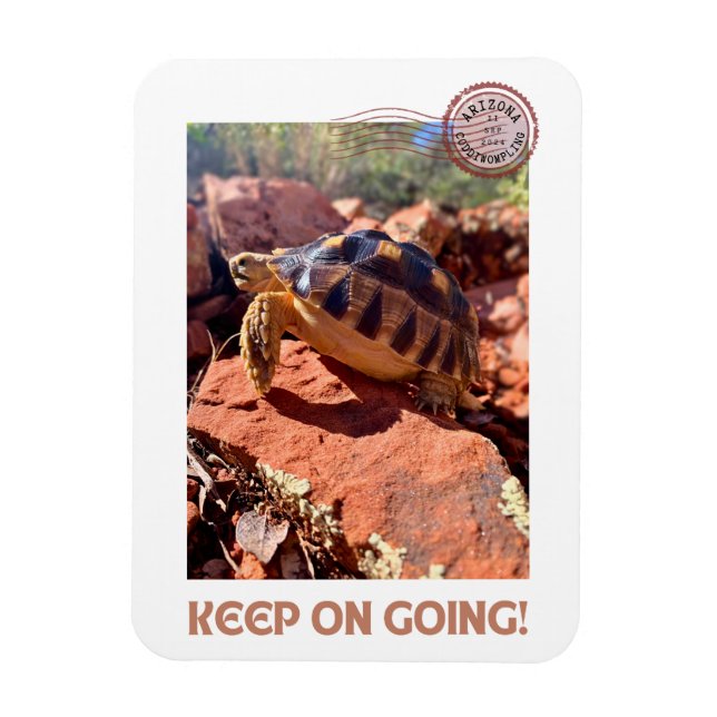 Keep on Going Inspirational coddiwompling Tortoise Magnet (Vertical)