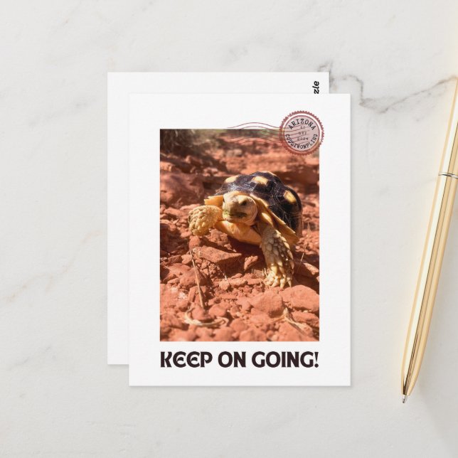 Keep on Going Inspirational coddiwompling Turtle Postcard (Front/Back In Situ)