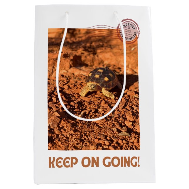 Keep on Going Motivational coddiwompling Tortoise Medium Gift Bag (Front)