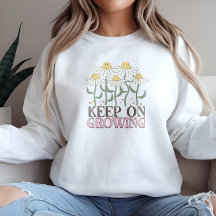 Keep On Growing Positive Quotes Retro Flowers