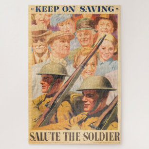 Keep On Saving. Reprint of British wartime poster. Jigsaw Puzzle