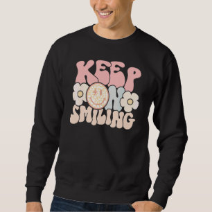 Keep On Smiling Floral Leopard Smile Face Flower G Sweatshirt