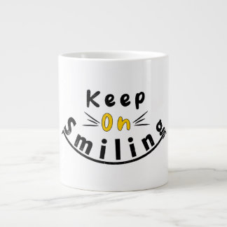 Keep on smiling happy logo large coffee mug