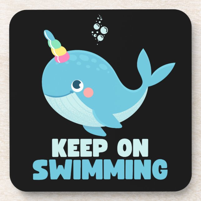 Keep on Swimming Kawaii Whale Coaster (Front)