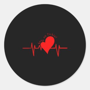 Keep On Tickin! Ekg Heartbeat Cow Valve Heart Pati Classic Round Sticker
