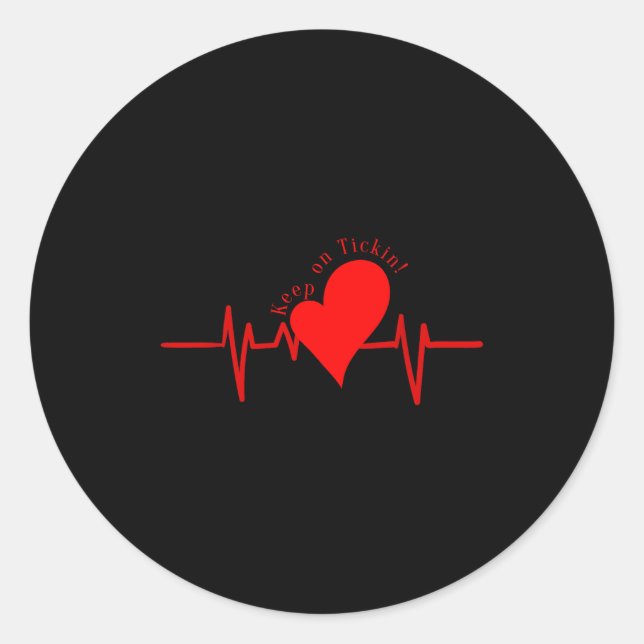 Keep On Tickin! Ekg Heartbeat Cow Valve Heart Pati Classic Round Sticker (Front)