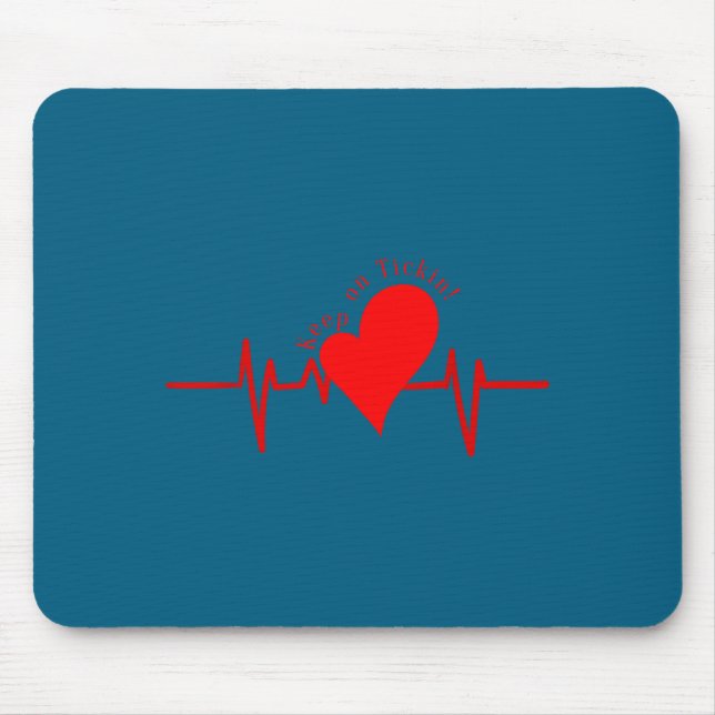 Keep On Tickin! Ekg Heartbeat Cow Valve Heart Pati Mouse Pad (Front)