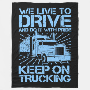 Keep on Trucking 18 Wheeler Blue   Fleece Blanket