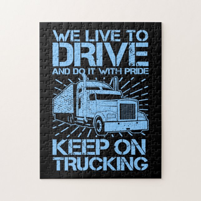 Keep on Trucking 18 Wheeler Blue   Jigsaw Puzzle (Vertical)