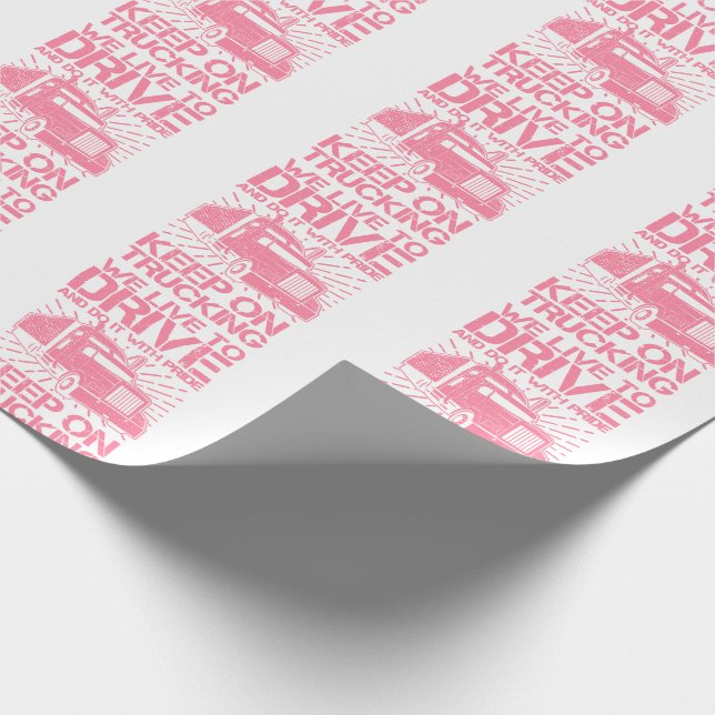 Keep on Trucking 18 Wheeler Pink  Wrapping Paper (Corner)