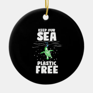Keep Our Sea Plastic Free Save Sea Turtles Marine Ceramic Ornament