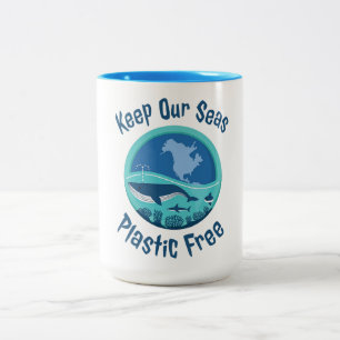 Keep Our Seas Plastic Free  Two-Tone Coffee Mug