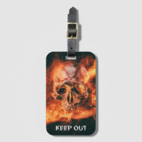 Keep Out. Flaming skull in space