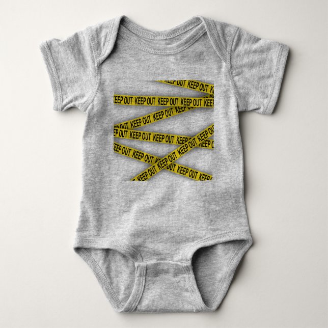Keep out stay away do not cross police tape 3d baby bodysuit (Front)