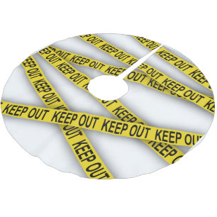 Keep out stay away do not cross police tape 3d brushed polyester tree skirt