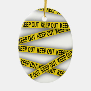 Keep out stay away do not cross police tape 3d ceramic ornament