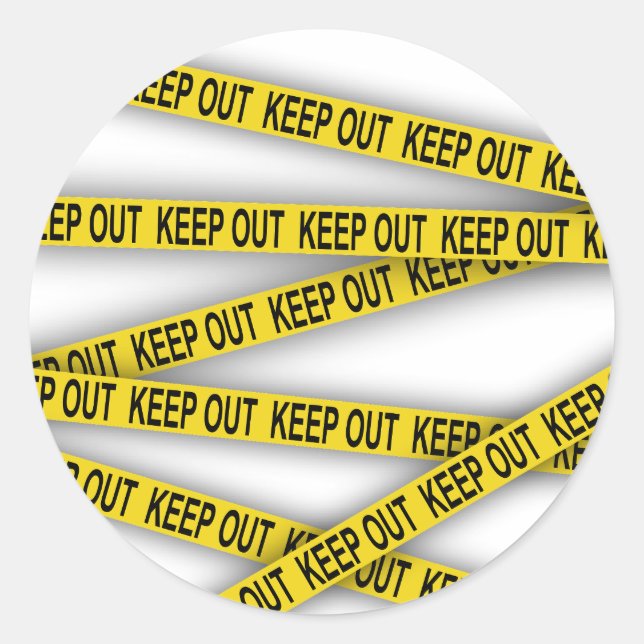 Keep out stay away do not cross police tape 3d classic round sticker (Front)