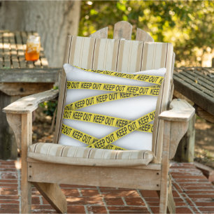 Keep out stay away do not cross police tape 3d cushion