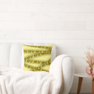 Keep out stay away do not cross police tape 3d cushion