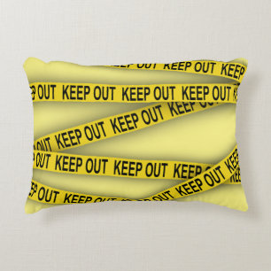 Keep out stay away do not cross police tape 3d decorative cushion