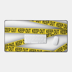 Keep out stay away do not cross police tape 3d desk mat