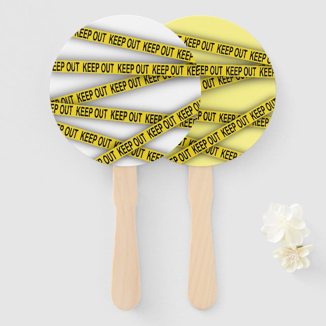 Keep out stay away do not cross police tape 3d hand fan (Front and Back)