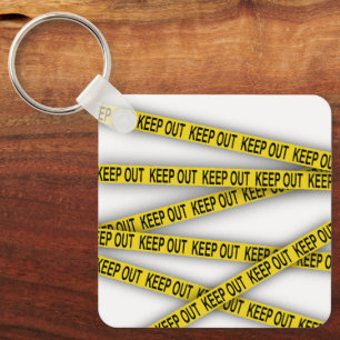 Keep out stay away do not cross police tape 3d key ring
