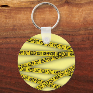 Keep out stay away do not cross police tape 3d key ring
