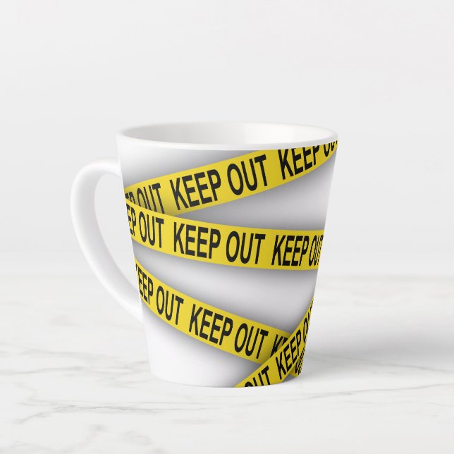 Keep out stay away do not cross police tape 3d latte mug (Left Angle)