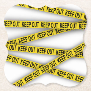 Keep out stay away do not cross police tape 3d paper coaster