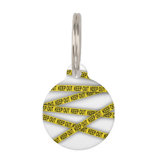 Keep out stay away do not cross police tape 3d pet tag