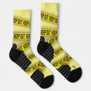 Keep out stay away do not cross police tape 3d socks