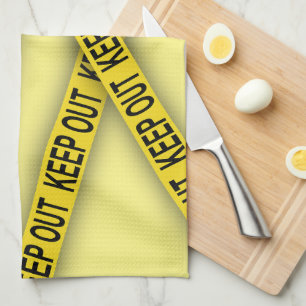 Keep out stay away do not cross police tape 3d tea towel