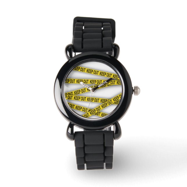 Keep out stay away do not cross police tape 3d watch (Front)